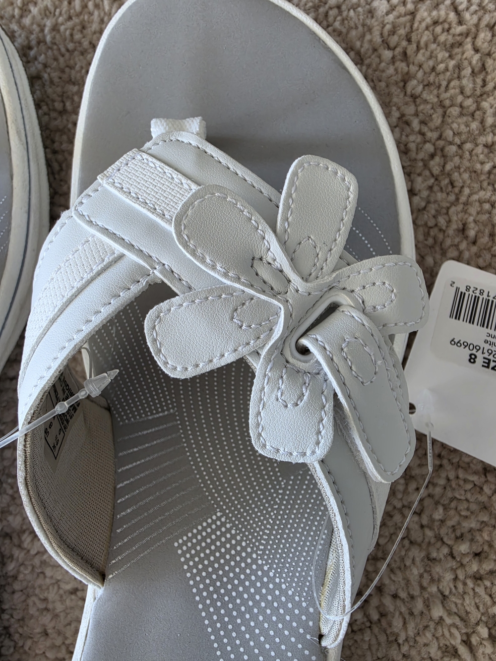 Clarks White Floral Cloudsteppers Slip-On Sandals - Picture 6 of 6